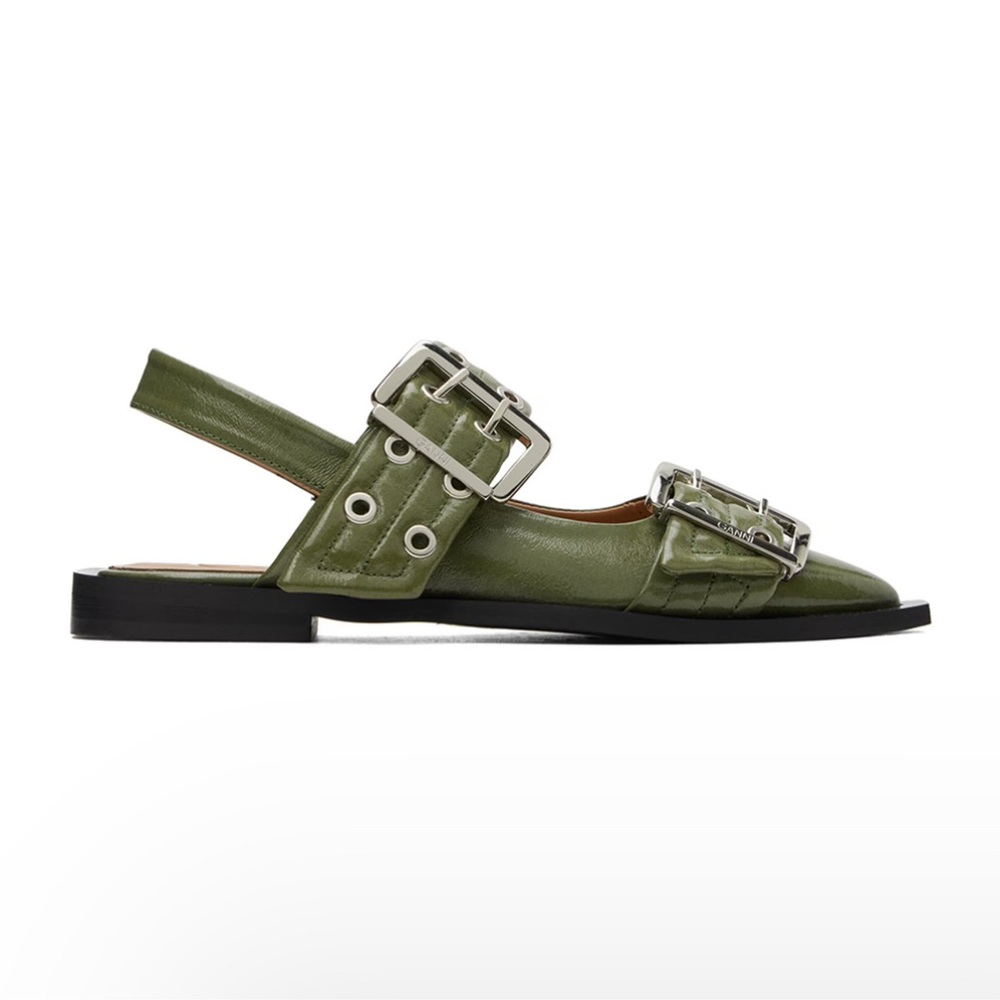 Ganni Chunky Buckle Ballerina Flats